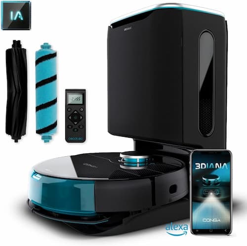 Cecotec Robot Aspirador y Fregasuelos Conga 9090 AI con Base de Autovaciado de 2,5 L